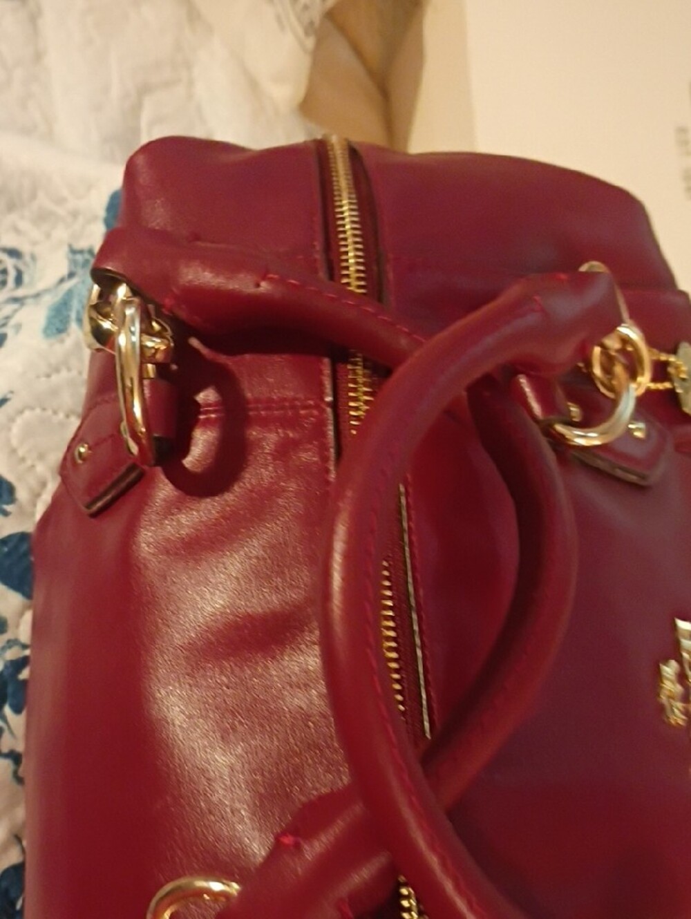 Coach Deep Red Leather Satchel with Gold Hardware - Picture 13 of 16
